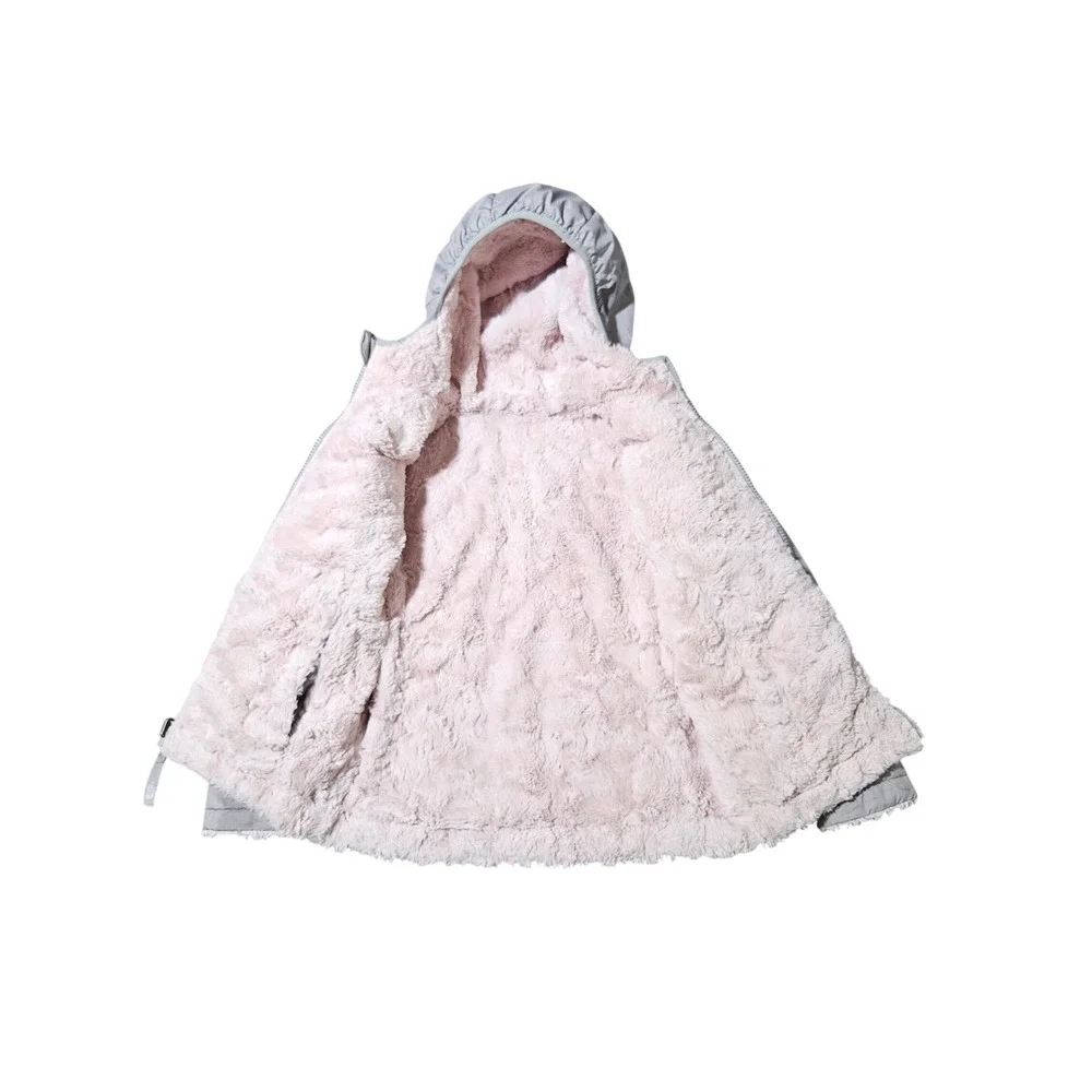 The North Face Girls Sz 6 Reversible Pink Warm Fuzzy Sherpa Lined Hooded Jacket - Picture 7 of 11